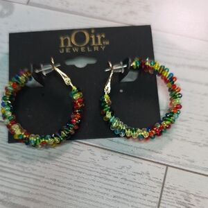 nOir Jewelry Rainbow Beaded Hoop Earrings